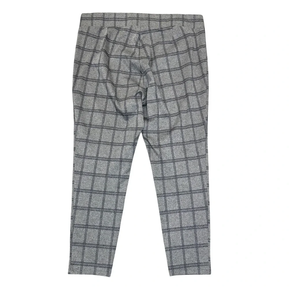 LOFT Gray Plaid Pull On Pants XL Stretch Slim Skinny Office‎ Workwear Y2K
